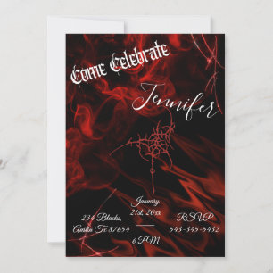 Invitación Fiesta de humo negro alternativo rojo gótico oscur