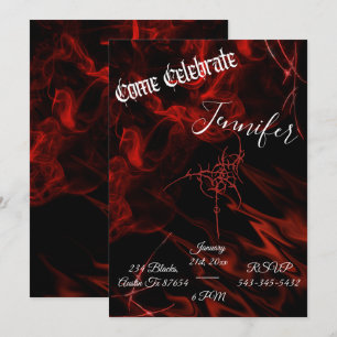 Invitación Fiesta de humo negro alternativo rojo gótico oscur