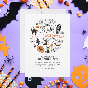 Invitación Fiesta de Iconos Cute Halloween