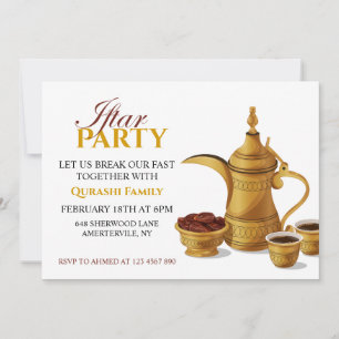 Invitación Fiesta de Iftar de Café y Dátiles Dallah Árabe Dor