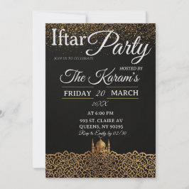 Invitación Fiesta de Iftar de la Mezquita Minimalista Negra d