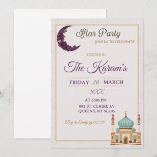 Invitación Fiesta de Iftar de Ramadán en Mezquita Minimalista