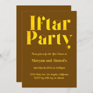 Invitación Fiesta de Iftar marrón y oro moderno