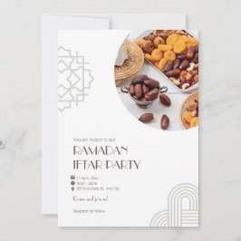 Invitación Fiesta de Iftar Minimalista Blanca Marrón
