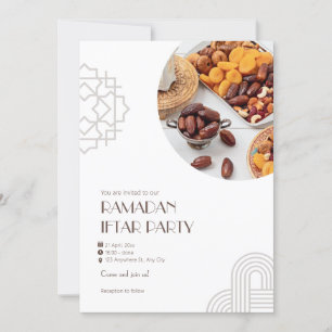 Invitación Fiesta de Iftar Minimalista Blanca Marrón