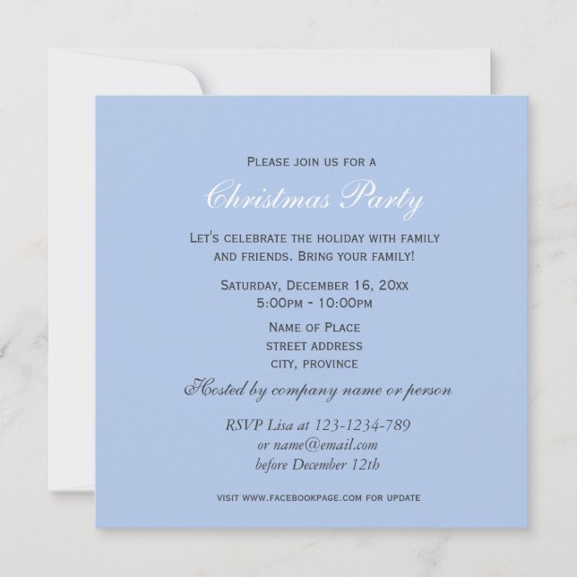 Invitación Fiesta de imágenes de Navidad azul vintage (Anverso)