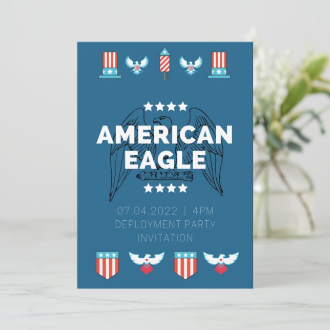 Invitación Fiesta de implementación de águila estadounidense (Anverso de pie)