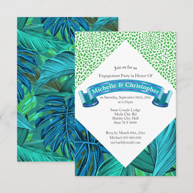 Invitación Fiesta de impresión de animales de la jungla de ve (Anverso / Reverso)