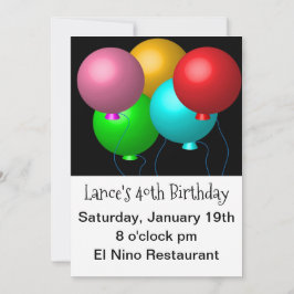 Invitación Fiesta de impresión grande de globos de cinco cump