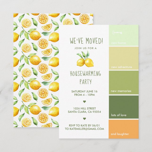 Invitación Fiesta de inauguración de casa | Color editable de (Anverso / Reverso)