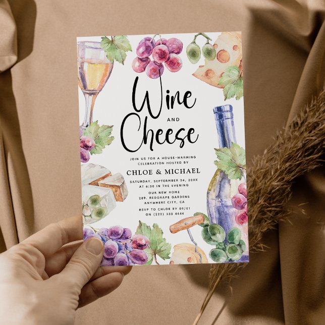Invitación Fiesta de inauguración de casa con acuarela de vin (Subido por el creador)