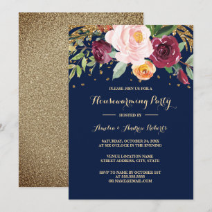 Invitación Fiesta de inauguración de casa con brillo floral N
