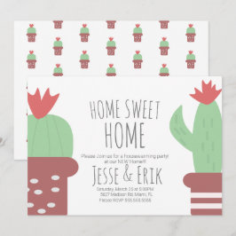 Invitación Fiesta de inauguración de casa con cactus en macet