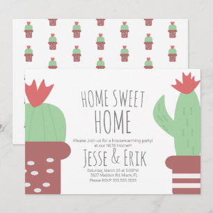 Invitación Fiesta de inauguración de casa con cactus en macet