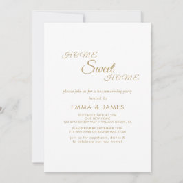 Invitación Fiesta de inauguración de casa con caligrafía dora