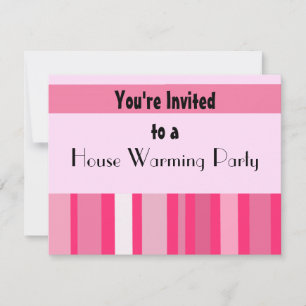 Invitación Fiesta de inauguración de casa con franja rosa mod
