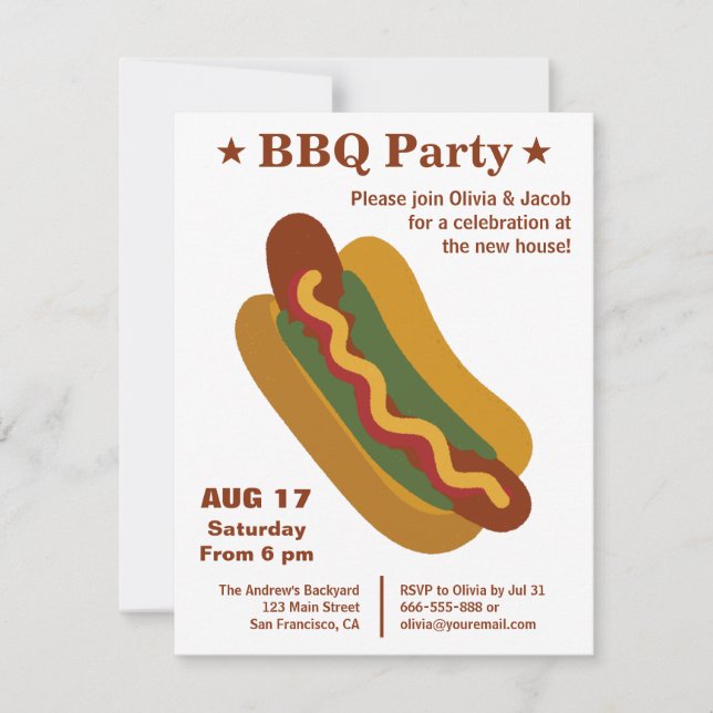 Invitación Fiesta de inauguración de casa con perritos calien (Anverso)