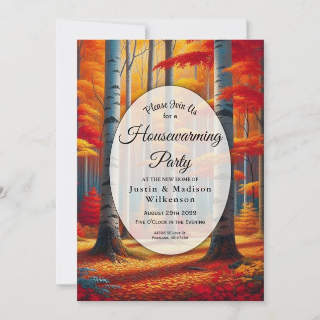 Invitación Fiesta de inauguración de casa del bosque de abedu (Anverso)