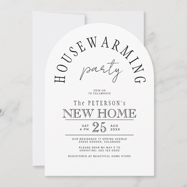 Invitación Fiesta de inauguración de casa moderna simple (Anverso)