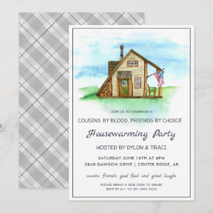 Invitación Fiesta de inauguración de casa rústica acuarela