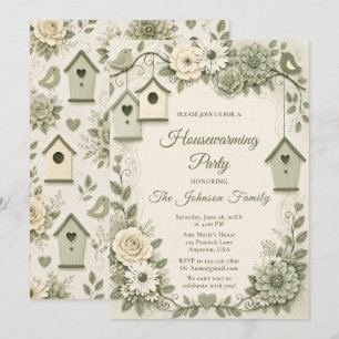 Invitación Fiesta de inauguración de casa Verde Salvia y Crem