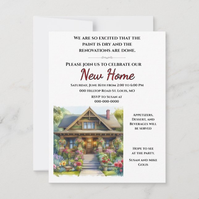 Invitación Fiesta de inauguración de nueva casa (Anverso)