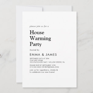 Invitación Fiesta de inauguración de tipografía negra moderna