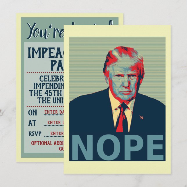 Invitación Fiesta de inculpación de Donald Trump Nope (Anverso / Reverso)
