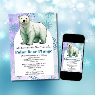 Invitación Fiesta de inmersión del oso polar moderno el día d