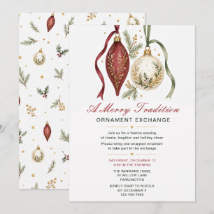 Invitación Fiesta de Intercambio de Adornos de Navidad
