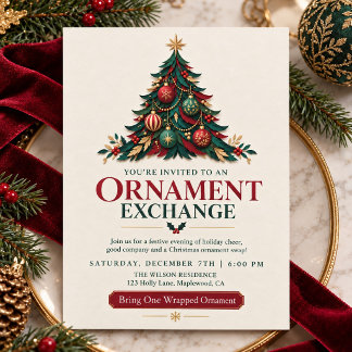 Invitación Fiesta de Intercambio de Adornos de Navidad de Pap