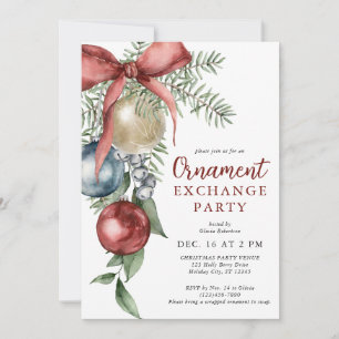 Invitación Fiesta de Intercambio de Adornos de Navidad Elegan