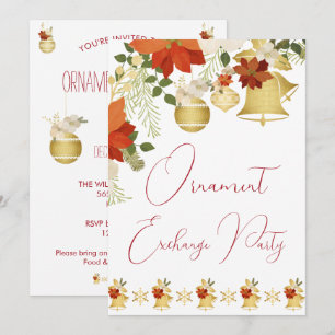 Invitación Fiesta de Intercambio de Adornos de Navidad Floral