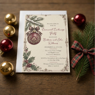 Invitación Fiesta de Intercambio de Adornos Elegantes de Navi