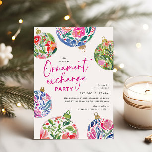 Invitación Fiesta de Intercambio de Adornos Navideños Florale