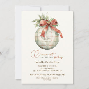 Invitación Fiesta de Intercambio de Adornos Navideños Vintage