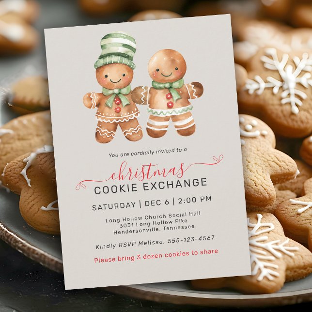 Invitación Fiesta de Intercambio de Cocina Cute Gingerbread C (Subido por el creador)