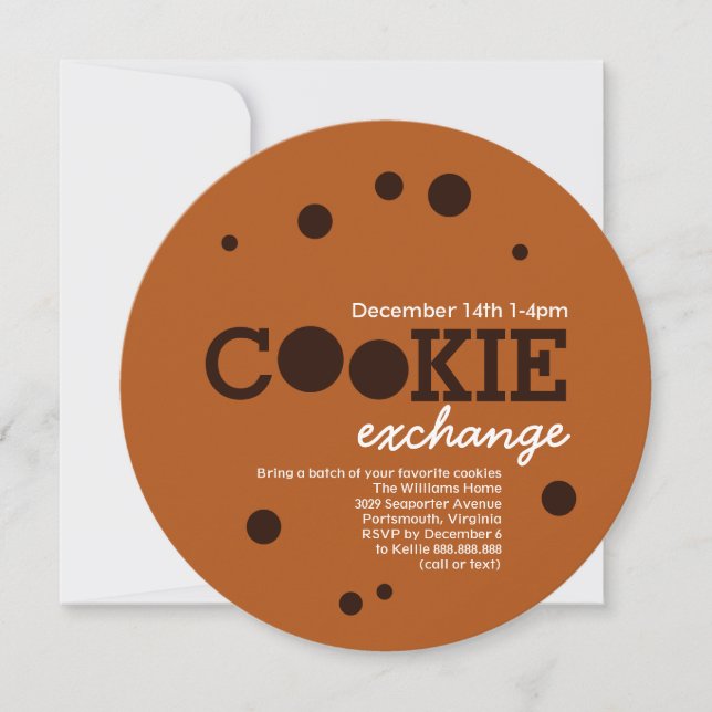 Invitación Fiesta de intercambio de cookie de chocolate (Anverso)