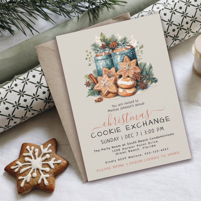 Invitación Fiesta de intercambio de cookies de acuarela festi (Subido por el creador)