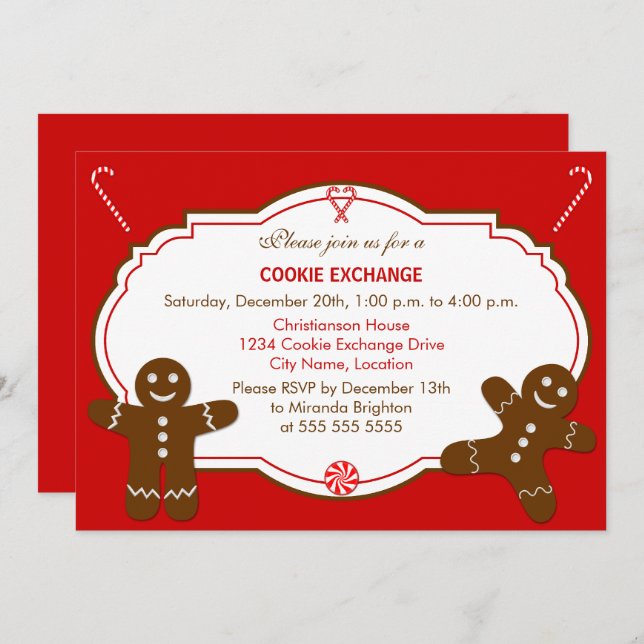 Invitación Fiesta de intercambio de cookies de Gingerbread (Anverso / Reverso)