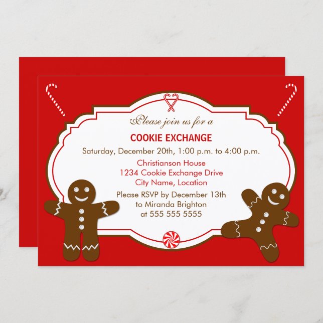 Invitación Fiesta de intercambio de cookies de Gingerbread (Anverso / Reverso)