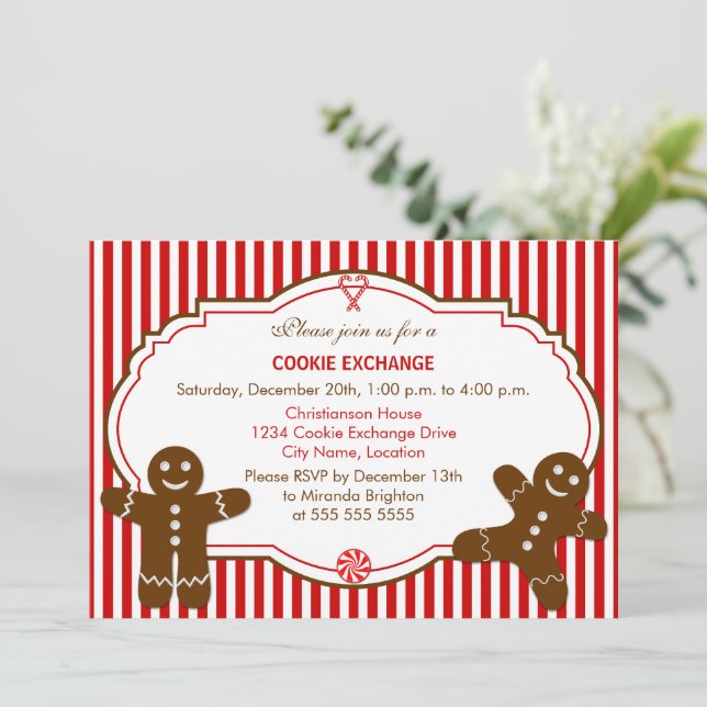 Invitación Fiesta de intercambio de cookies de Gingerbread (Anverso de pie)
