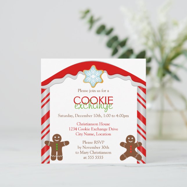 Invitación Fiesta de intercambio de cookies de Gingerbread (Anverso de pie)