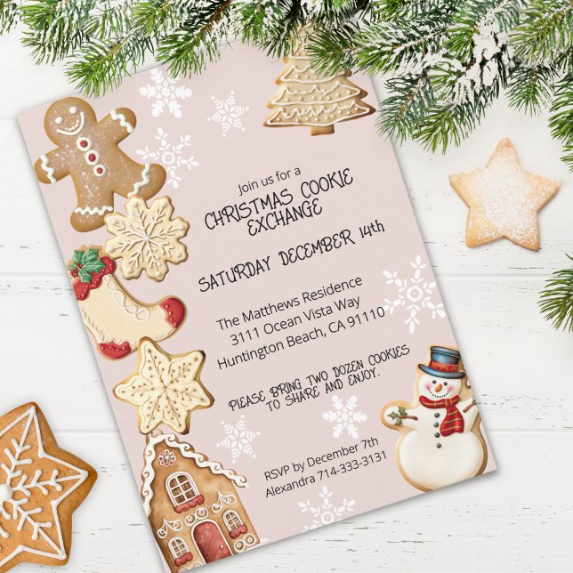 Invitación Fiesta de Intercambio de cookies de Navidades Cuit (A cute invitation for hosting a Christmas cookie exchange with family and friends!)