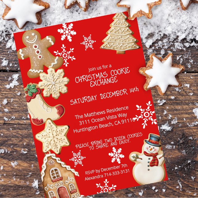 Invitación Fiesta de Intercambio de cookies de Navidades Cuit (The perfect invitation for a fun and festive cookie exchange.)