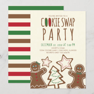 Invitación Fiesta de intercambio de cookies de Navidades hábi