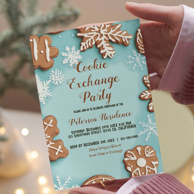 Invitación Fiesta De Intercambio De Cookies Y Snowflakes (Subido por el creador)