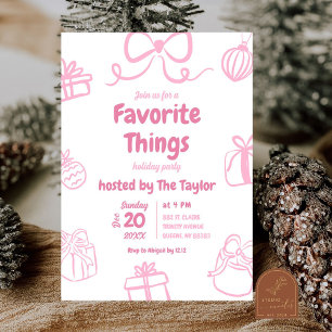 Invitación Fiesta de intercambio de cosas favoritas rosadas d