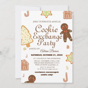 Invitación Fiesta de Intercambio de Galletas con Letra Elegan