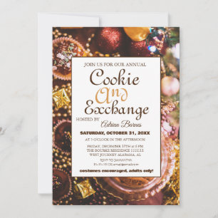 Invitación Fiesta de Intercambio de Galletas con Letra Elegan